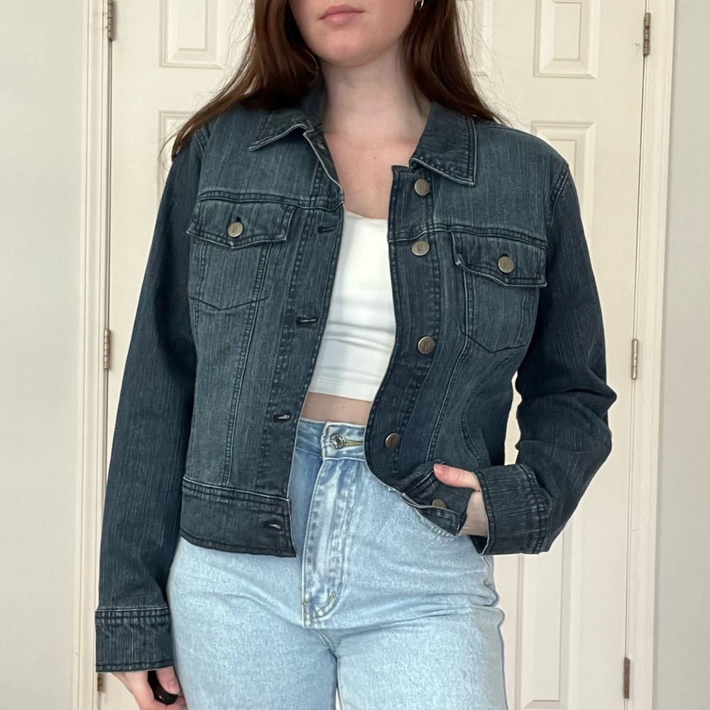 New York & Company Dark Denim Jean Jacket